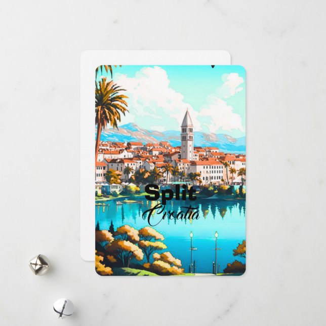 Tarjeta postal de viaje Split Croacia, Arte de via (Anverso/Reverso In Situ)