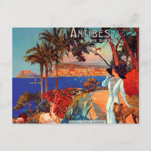 Tarjeta postal de viaje Vintage Antibes Cote D'Azu