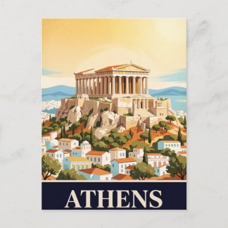 Tarjeta postal de viaje vintage | Atenas