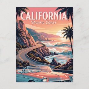 Tarjeta postal de viaje vintage California