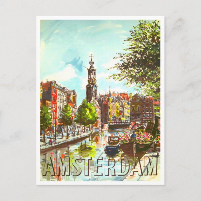 Tarjeta postal de viaje vintage de Amsterdam Holla (Anverso)