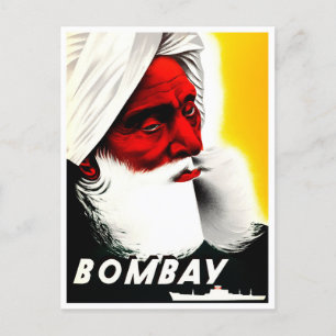 Tarjeta postal de viaje vintage de Bombay India