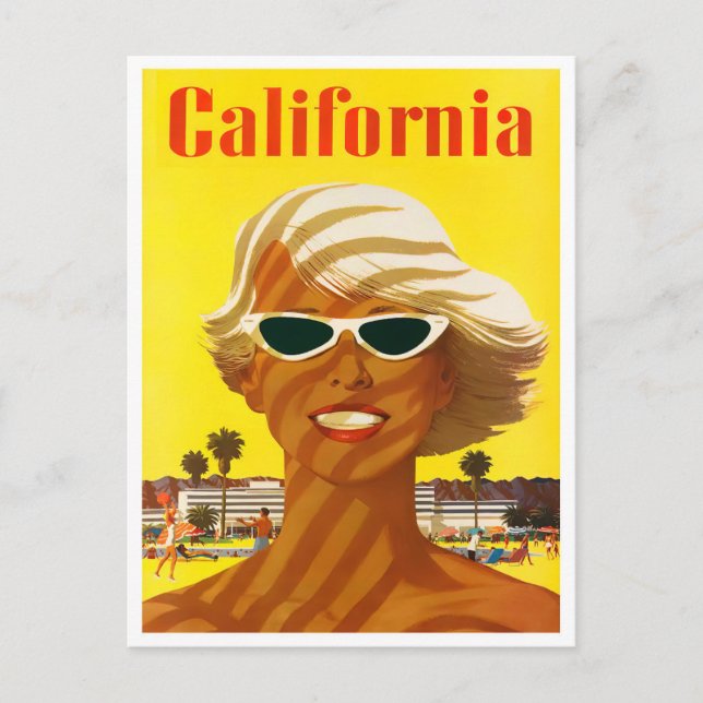 Tarjeta postal de viaje vintage de California (Anverso)