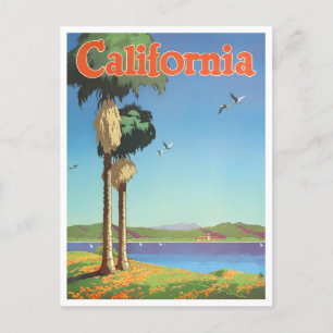 Tarjeta postal de viaje vintage de California