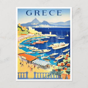 Tarjeta postal de viaje vintage de Grecia