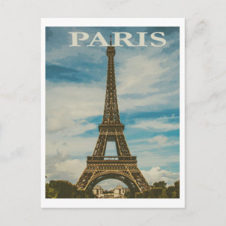 Tarjeta postal de viaje vintage de la Torre Eiffel