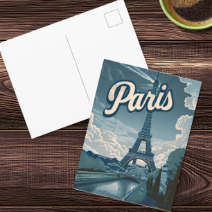 Tarjeta postal de viaje vintage de la Torre Eiffel