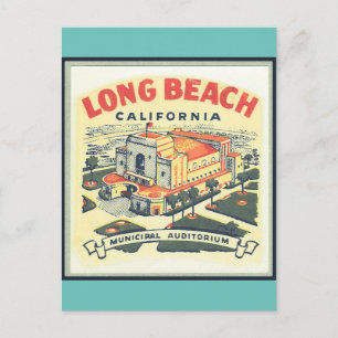 Tarjeta postal de viaje vintage de Long Beach Cali