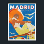 Tarjeta postal de viaje vintage de Madrid España<br><div class="desc">Postales de viaje de España de Madrid</div>