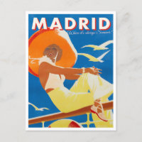 Tarjeta postal de viaje vintage de Madrid España