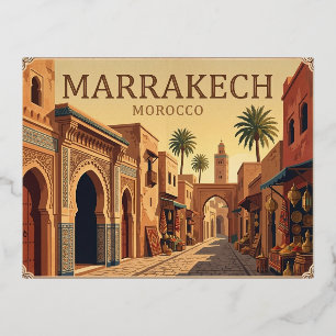 Tarjeta postal de viaje vintage de Marrakech Marru