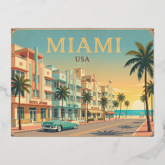 Tarjeta postal de viaje vintage de Miami EE. UU.