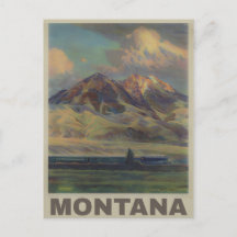 Tarjeta postal de viaje vintage de Montana