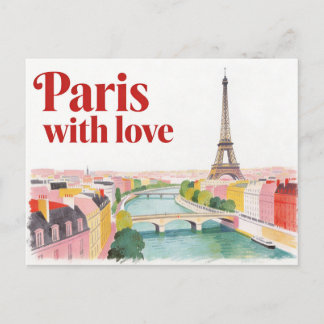 Tarjeta postal de viaje vintage de París con amor