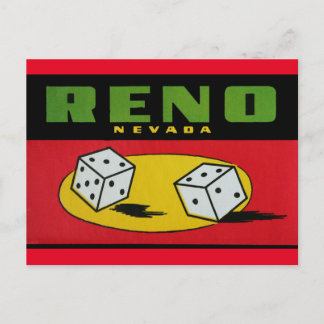 Tarjeta postal de viaje vintage de Reno Nevada Dic