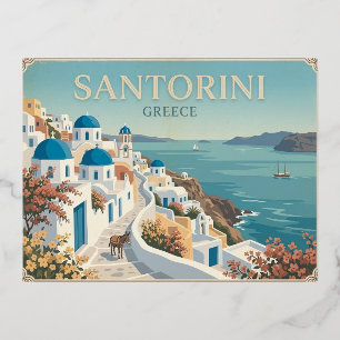 Tarjeta postal de viaje vintage de Santorini Greci