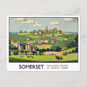 Tarjeta postal de viaje vintage de Somerset Englan