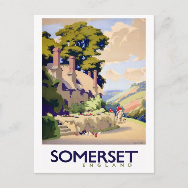 Tarjeta postal de viaje vintage de Somerset Englan (Anverso)
