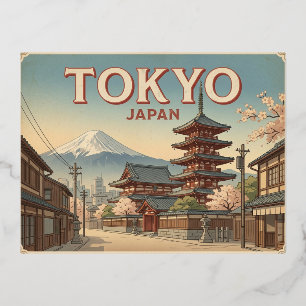 Tarjeta postal de viaje vintage de Tokio Japón