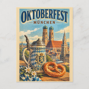 Tarjeta postal de viaje vintage del Oktoberfest de