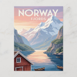 Tarjeta postal de viaje vintage | Fiordos de Norue