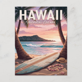 Tarjeta postal de viaje vintage | Hawái
