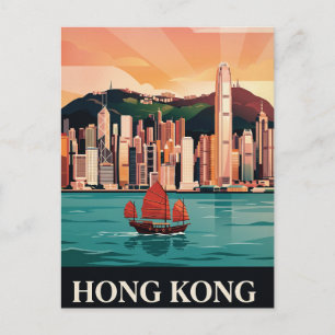 Tarjeta postal de viaje vintage Hong Kong