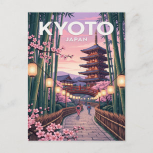 Tarjeta postal de viaje vintage Kyoto Japón