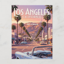 Tarjeta postal de viaje vintage | Los Ángeles