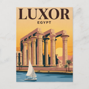 Tarjeta postal de viaje vintage Luxor, Egipto