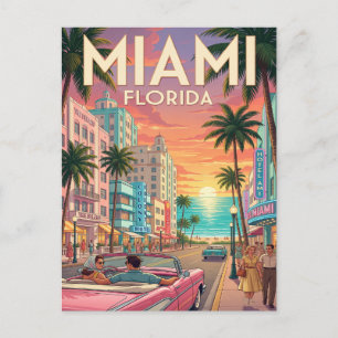 Tarjeta postal de viaje vintage Miami Florida