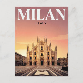 Tarjeta postal de viaje vintage | Milán, Italia