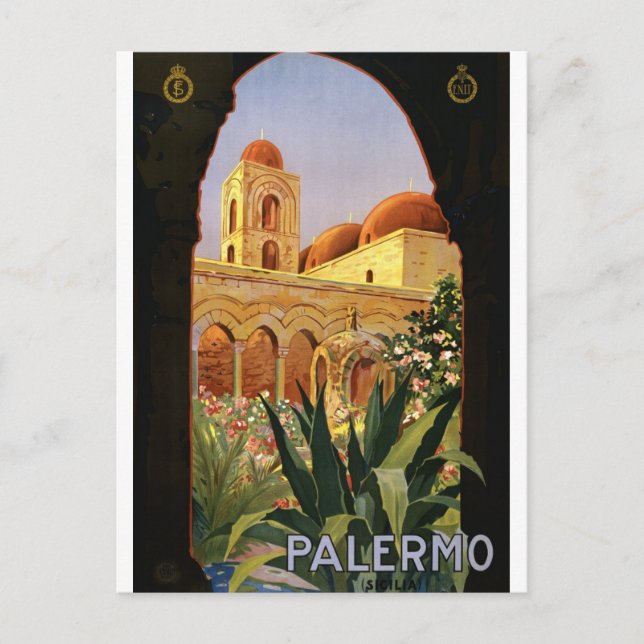 Tarjeta postal de viaje vintage Palermo Italia (Anverso)