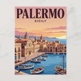 Tarjeta postal de viaje vintage | Palermo, Italia