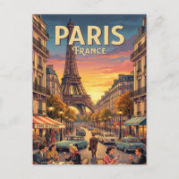Tarjeta postal de viaje vintage | París Francia