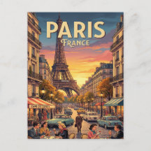 Tarjeta postal de viaje vintage | París Francia