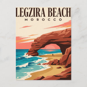 Tarjeta postal de viaje vintage   Playa Legzira Ma
