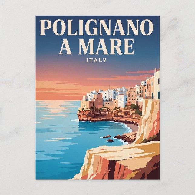 Tarjeta postal de viaje vintage | Polignano a Mare (Anverso)