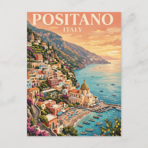 Tarjeta Postal de Viaje Vintage Positano, Italia