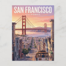 Tarjeta postal de viaje vintage | San Francisco