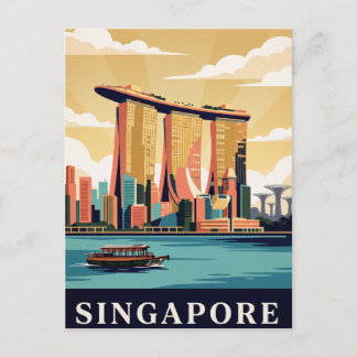 Tarjeta postal de viaje vintage | Singapur
