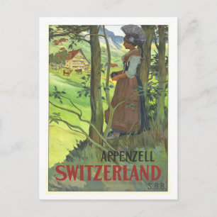 Tarjeta postal de viaje vintage Suiza