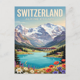 Tarjeta postal de viaje vintage | Suiza