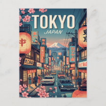 Tarjeta postal de viaje vintage | Tokio Japón
