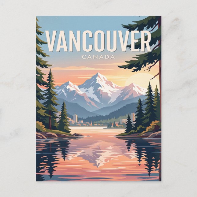 Tarjeta postal de viaje vintage | Vancouver Canadá (Anverso)