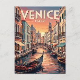Tarjeta postal de viaje vintage | Venecia Italia