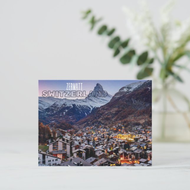 Tarjeta postal de viaje Zermatt Swiss Souvenir (Anverso de pie)