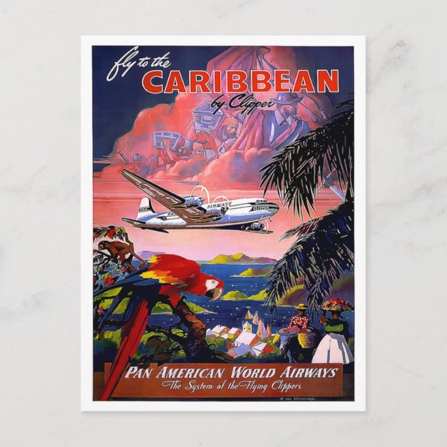 Tarjeta postal de viajes del Caribe de época (Anverso)