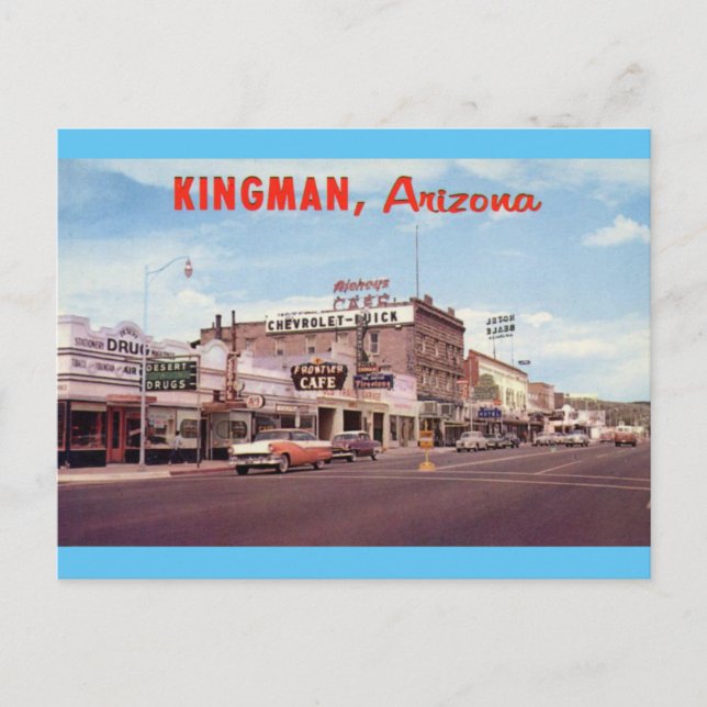 Tarjeta postal de Viintage Retro Kingman Arizona (Anverso)