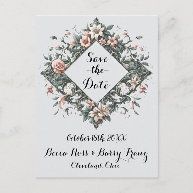 Tarjeta postal de viña floral terrosa (Anverso)